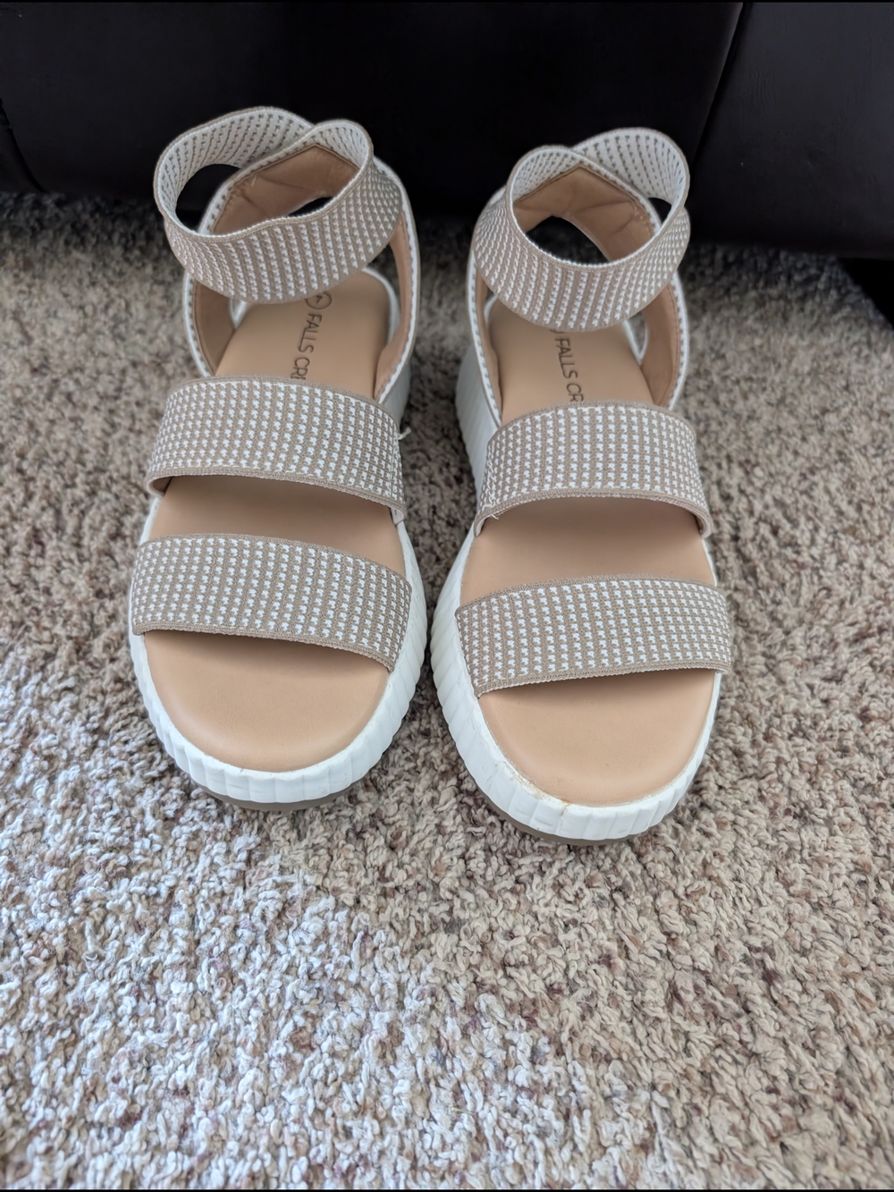 Falls Creek Beige Strappy Platform Sandals Size 7